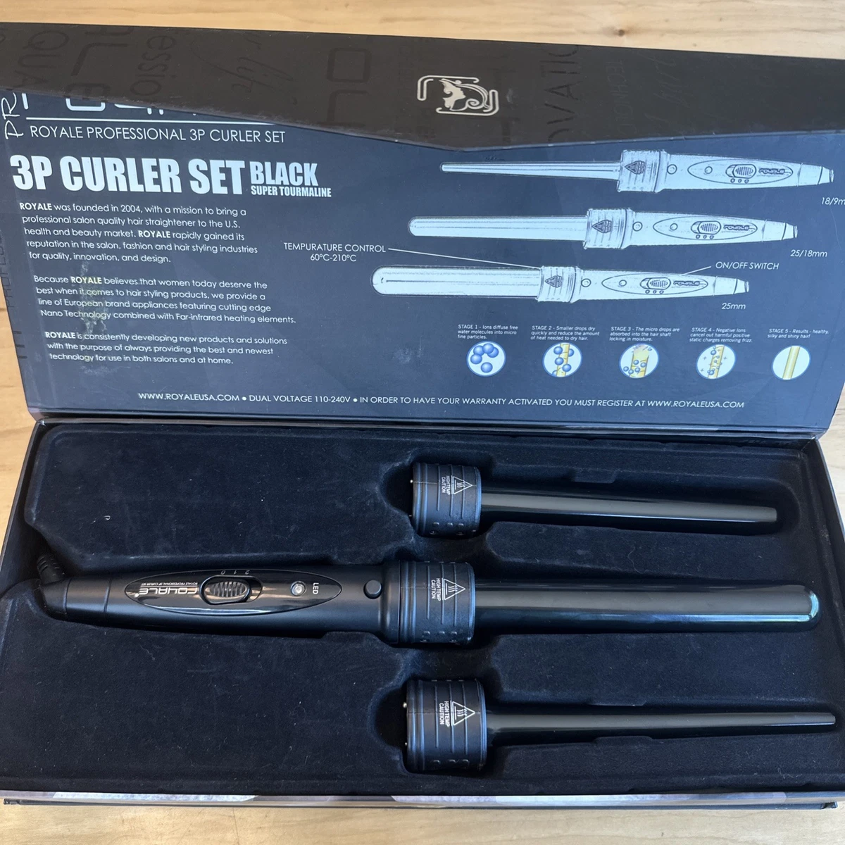 Pro royale curling iron 4 Piece Tourmaline Curling Wand Set - Pink Lace – RoyaleUSA main image 3