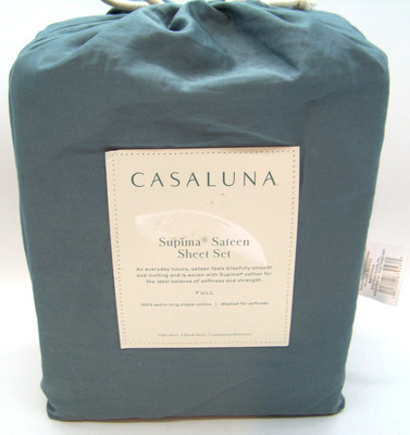 Casaluna 500 Thread Count Supima Sateen Solid Sheet Set Full Size, Teal Green