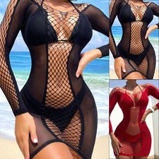 Lingerie Bodystocking Dress Nightwear Fishnet Bodysuit Bikini Cover Up
