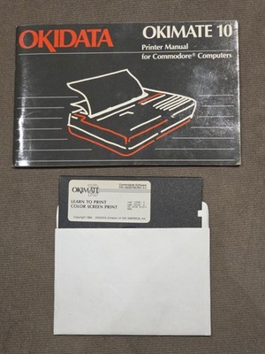 VTG OKIDATA Okimate 10 Printer Manual for COMMODORE Computers + Floppy Disk rare