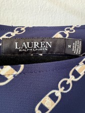 Lauren Ralph Lauren Chain Print 3/4 Sleeve Sheath Dress, Boat Neck Women's 14