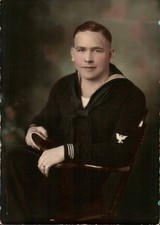 World War 2 WWII Navy Sailor in Uniform 7x10 Portrait Photo Tinted Color BC4001