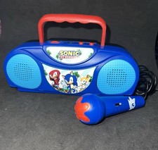 Sonic The Hedgehog Miniature Boombox W/ Microphone FM Radio Sega Karaoke A1