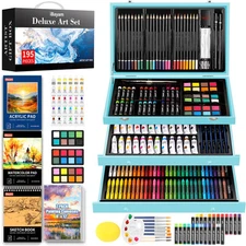 Art Set for Kids Teens Girls Boys Adult, 195-Pack Deluxe Artist Gift Box with...