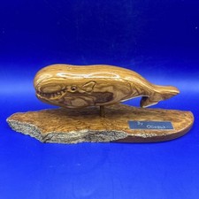 Native Folk Art Wood Whale Carving By Oliapuk Signed
