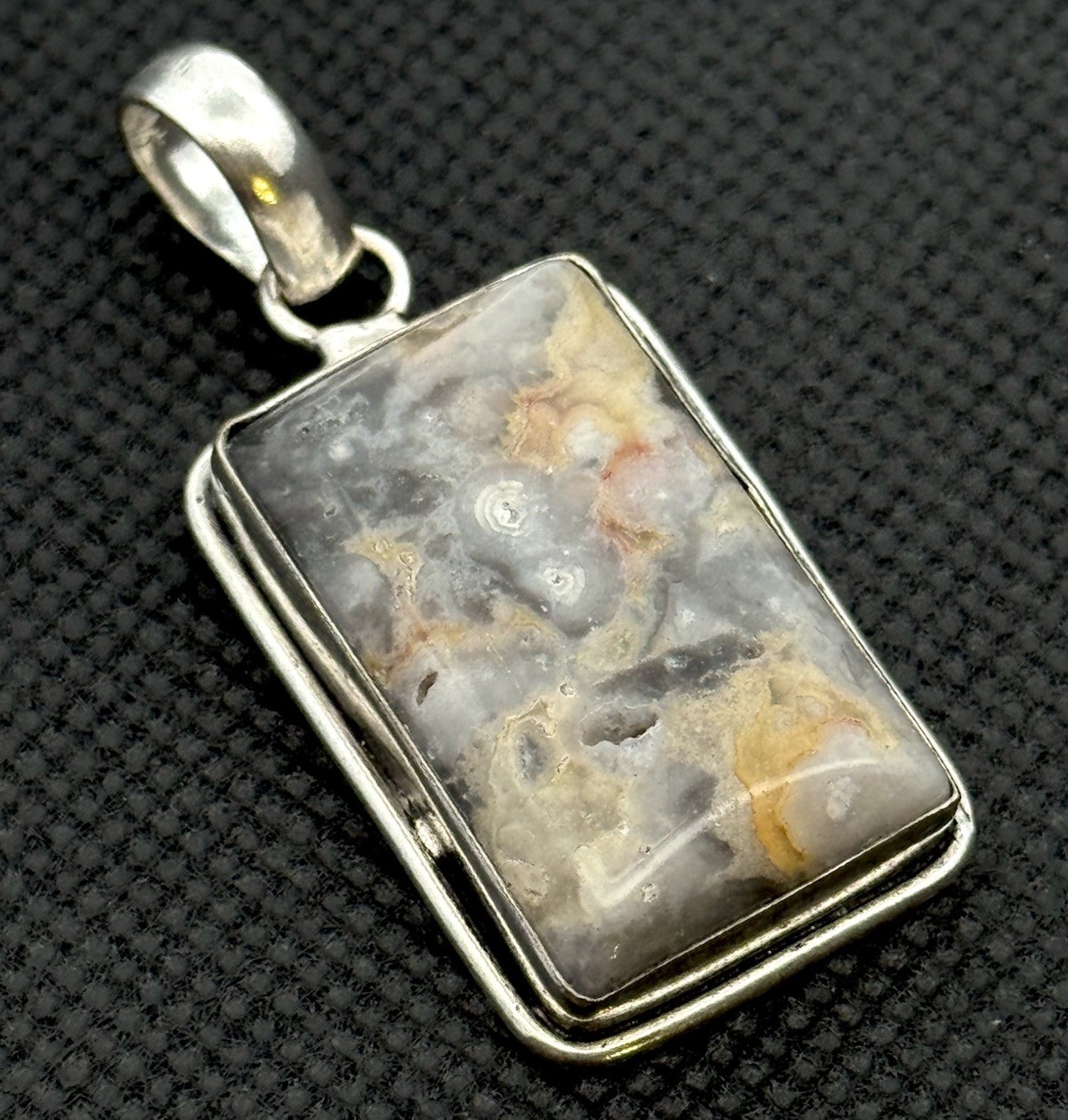 Beautiful 925 Sterling Silver Rectangle Orange Gr… - image 1