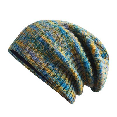 Simple Mixed Color Beanie Hat Striped Knit Hat Wild Warm for Outdoor Activities
