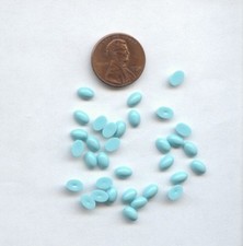 100 VINTAGE TURQUOISE ACRYLIC 6x4mm. SMOOTH DOME OVAL CABOCHONS B136
