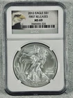 2012 $1 AMERICAN SILVER EAGLE NGC MS69 FIRST RELEASES BALD EAGLE LABEL