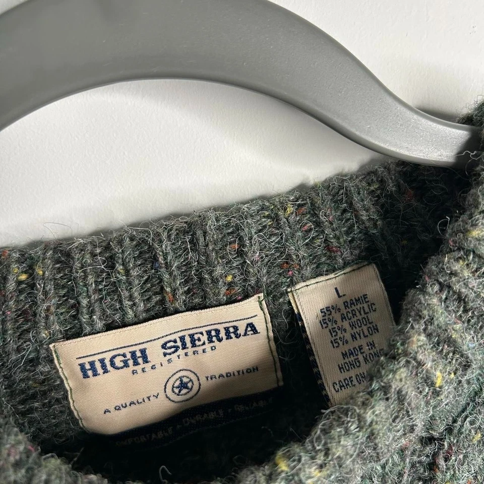 Jersey de punto cable verde y gris de High Sierra talla grande Foto 4 de 4