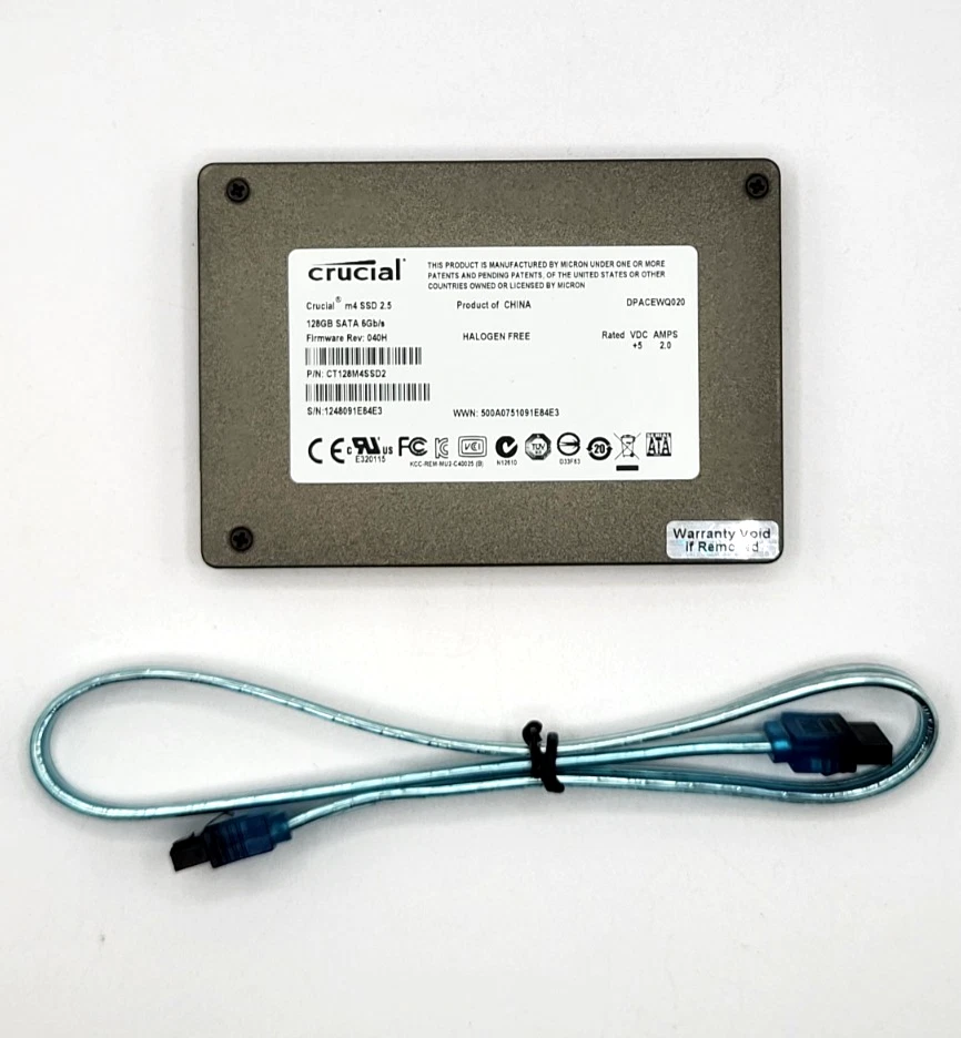 Crucial M4 - 128GB 2.5" Internal SSD- CT128M4SSD2 + 45cm SATA Cable (Blue Shiny) - Image 2 of 4