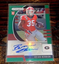 2020 Panini Prizm Draft Picks Brian Herrien 134 Green Prizm Auto Rookie Georgia