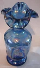 Fenton for  QVC**HP TWILIGHT BLUE IRIDESCENT RUFFLE TOPPED PINCH VASE**1995