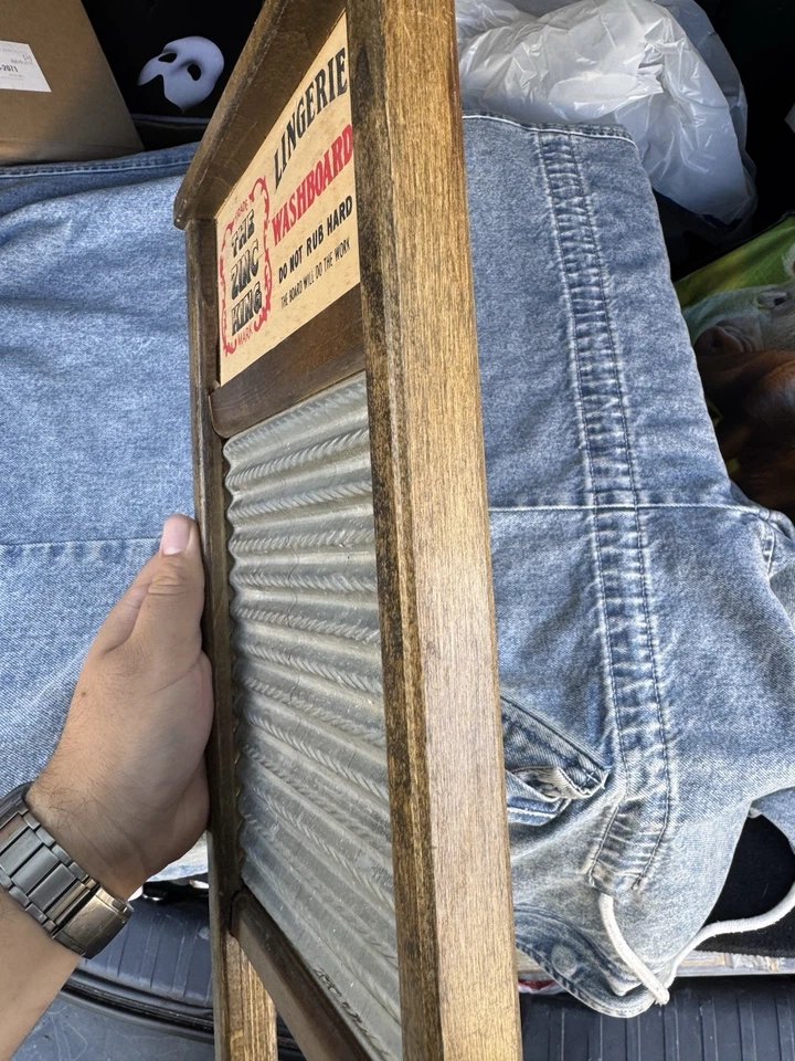 Vintage National Washboard Co. No. 703 Zinc & Wood Lingerie Washboard Antique - Image 4 of 4