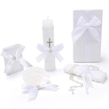 Baptism Candle Set for Boys and Girls,White 5 8.46 x 4.3 x 2.55 inches, White
