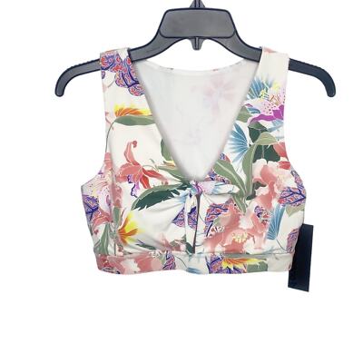 Mono B sports bra white floral size L large New with tags workout running active