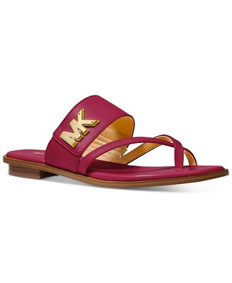 Michael KORS SIDNEY BERRY MK GOLD LOGO GLADIATOR THONG SANDALS 11 I LOVE  SHOES