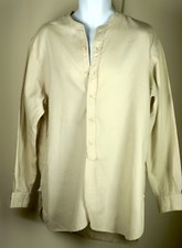 GIORGIO ARMANI JEANS - White Tan Button Down Collarless Shirt M L XL Vintage