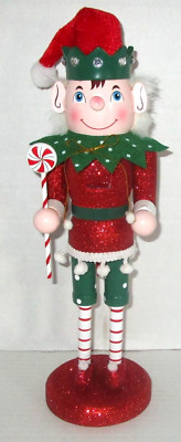 CHRISTMAS NUTCRACKER 14''  SANTA ELF HOLDING A LOLLYPOP