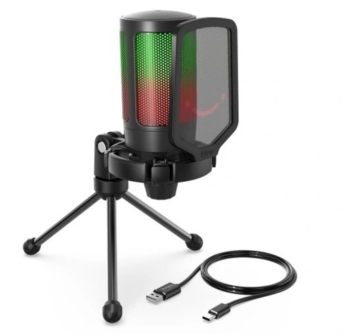 USB Kondensator Mikrofon Kit RGB-Licht ENC Gaming PC Mikrofone für Video studio - Afbeelding 18 van 25