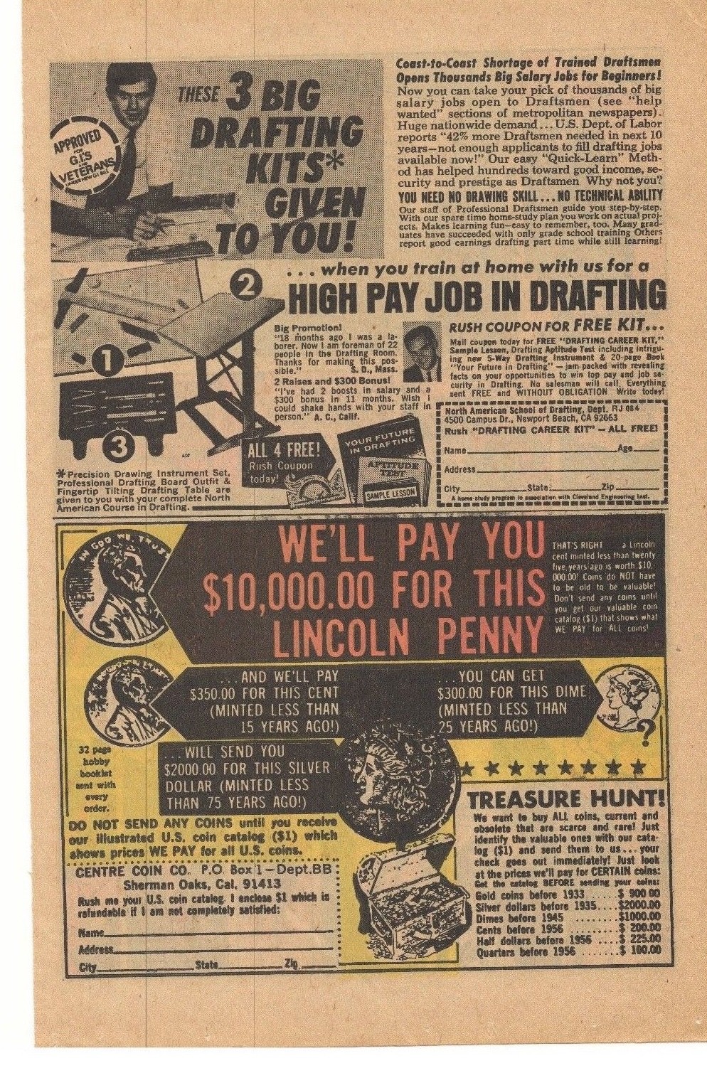 Drafting Career Kit & $10,000 Lincoln Penny 1974 Advertisement | eBay
