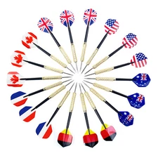 18Pcs(6sets) Steel Tip Darts Set Slim Barrel National Flag Flights Dart Flights