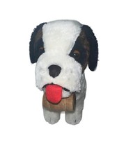 Vintage 1979 Dan Dee Stuffed St. Bernard Dog Plush Toy With Red Tongue  Barrel