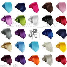 Antonio Ricci Satin Solid Skinny Slim 2.5" Necktie Formal Wedding Prom Party