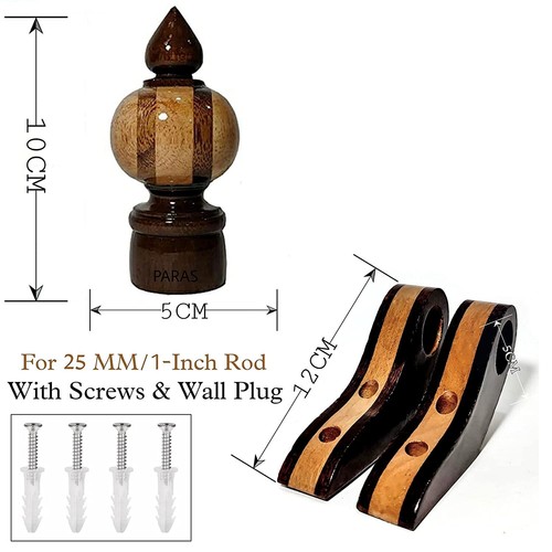 Wooden Curtain Finial Bracket 8 Finial and 8 Support US - Picture 3 of 3