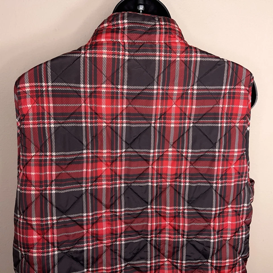 XL относительности красный клетку жилет упаковываемый без рукавов женщин выстеганный пуховик - Изображение 3 из 4