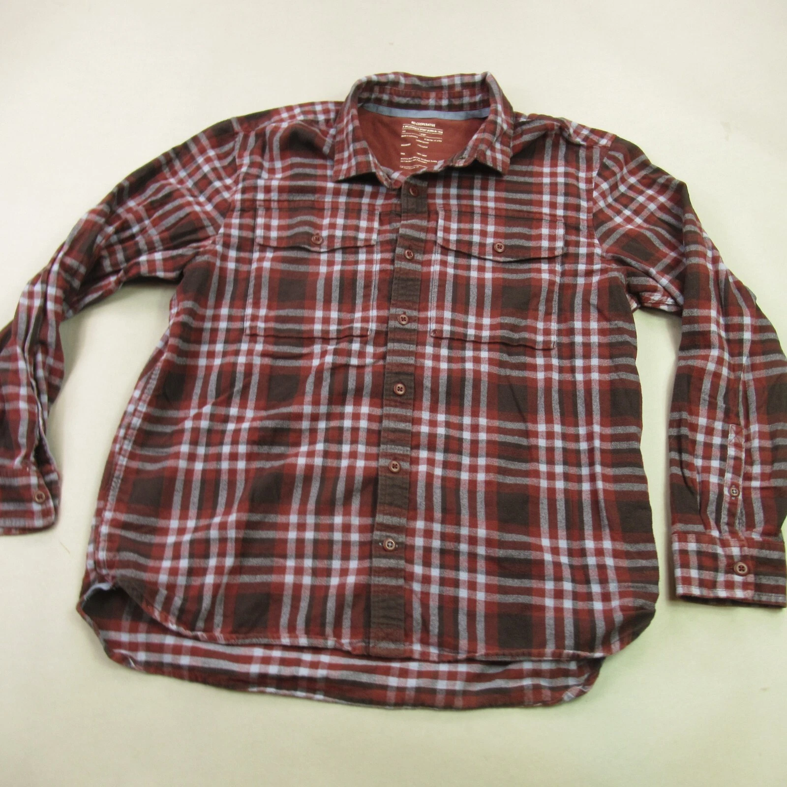 REI Shirt Mens Large Long Sleeve Button Front Outdoors Pockets Casual Plaid