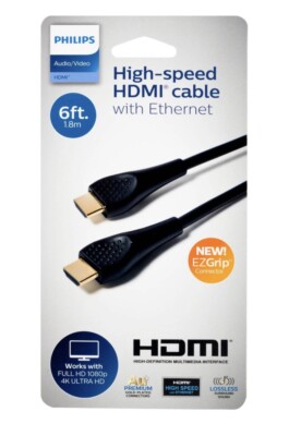 Philips Black 6FT 4K- Ultra HD-HDMI High Quality High Speed Cable  W/Ethernet