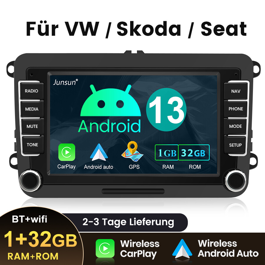 Carplay Android 13 BT Navi para VW Radio Coche GOLF 5 6 TOURAN PASSAT 3C SKODA 32GB