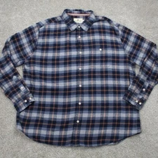 The Normal Brand Flannel Shirt Mens 2XL XXL Blue/Orange Plaid 100% Cotton L/S