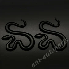 2pcs 3D Black Metal Snake Car Auto Trunk Rear Side Emblem Badge Decal Stickers