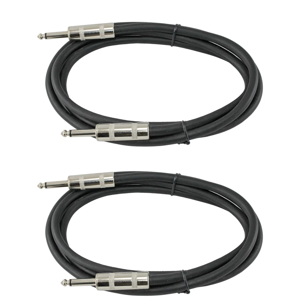 MCSPROAUDIO PAIR 12 GAUGE 1/4 to 1/4 PA DJ pro audio speaker monitor amp 6ft foot cable cord