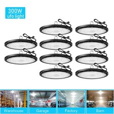 10 Pcs 300W UFO LED High Bay Light Factory Shop Gym Warehouse Commercial Light