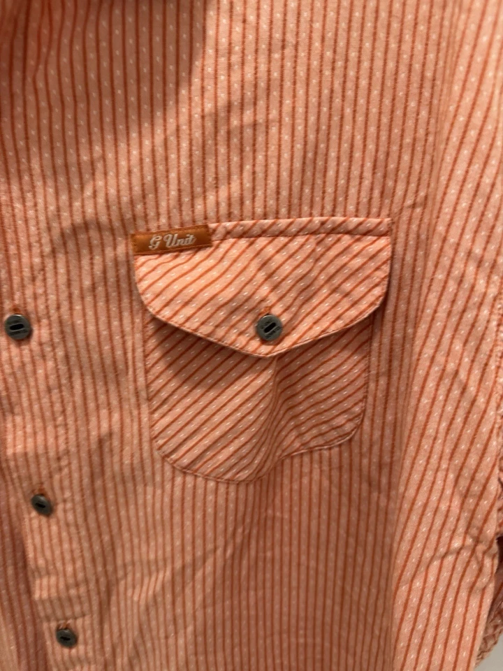 G Unit Tools Of The Trade Embroidered Button Down Orange Shirt Size XL - Image 2 of 4