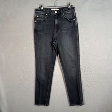 Amo Womens High Rise Stix Crop Jeans Washed Black Size 28 Made In USA