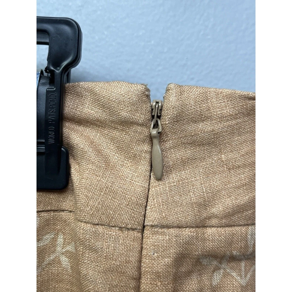 Merona 短裙 100% 亚麻花卉打褶女式 16 码缺陷 — 第 4/4 张图片