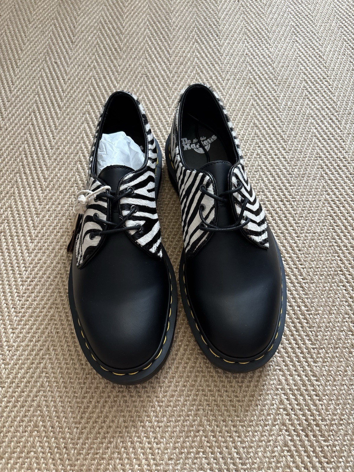 Rare Dr. Martens 1461 Zebra Hair-On LeatherShoes - Size 8 (New) image 2