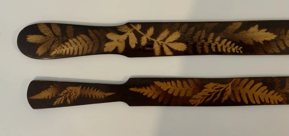 Antique Inlaid Parquetry Specimen Wood Letter Opener / Page Turner X 2 - Image 2 of 4