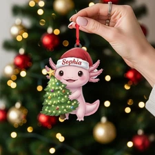 Personalized Axolotl Ornament Cute Christmas Tree Aquarium Gift