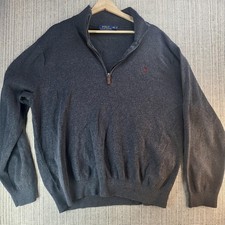 Polo Ralph Lauren Sweater Mens 2XL Gray Quarter Zip Mock Neck Pullover Pony Logo