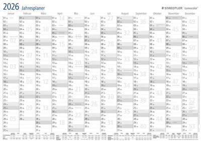 Wandkalender 2026 DIN A3 STAEDTLER Lumocolor trocken abwischbar