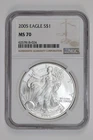 2005 SILVER AMERICAN EAGLE NGC MS70 SPOT FREE