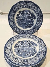 8 Vintage Staffordshire LIBERTY BLUE  6" “Monticello” Plates