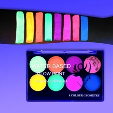 8 Colors UV Blacklight Face Paint Palette,Glow in The UV Blacklight Body Pain...