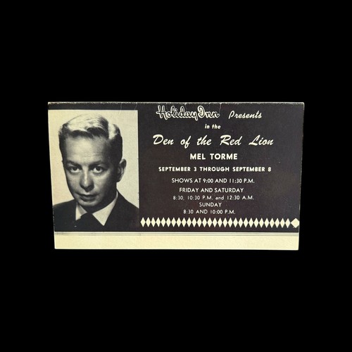 1963 Mel Torme Holiday Inn Oakland California Advertising Table Tent Card B & W