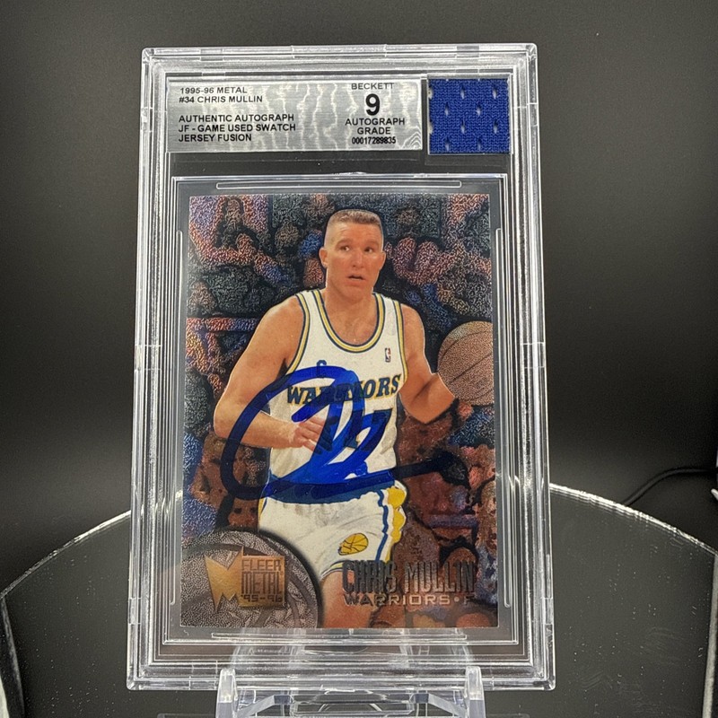 1995-96 Metal #34 CHRIS MULLIN BGS 9 Authentic Auto Jersey Fusion Game Used Patc